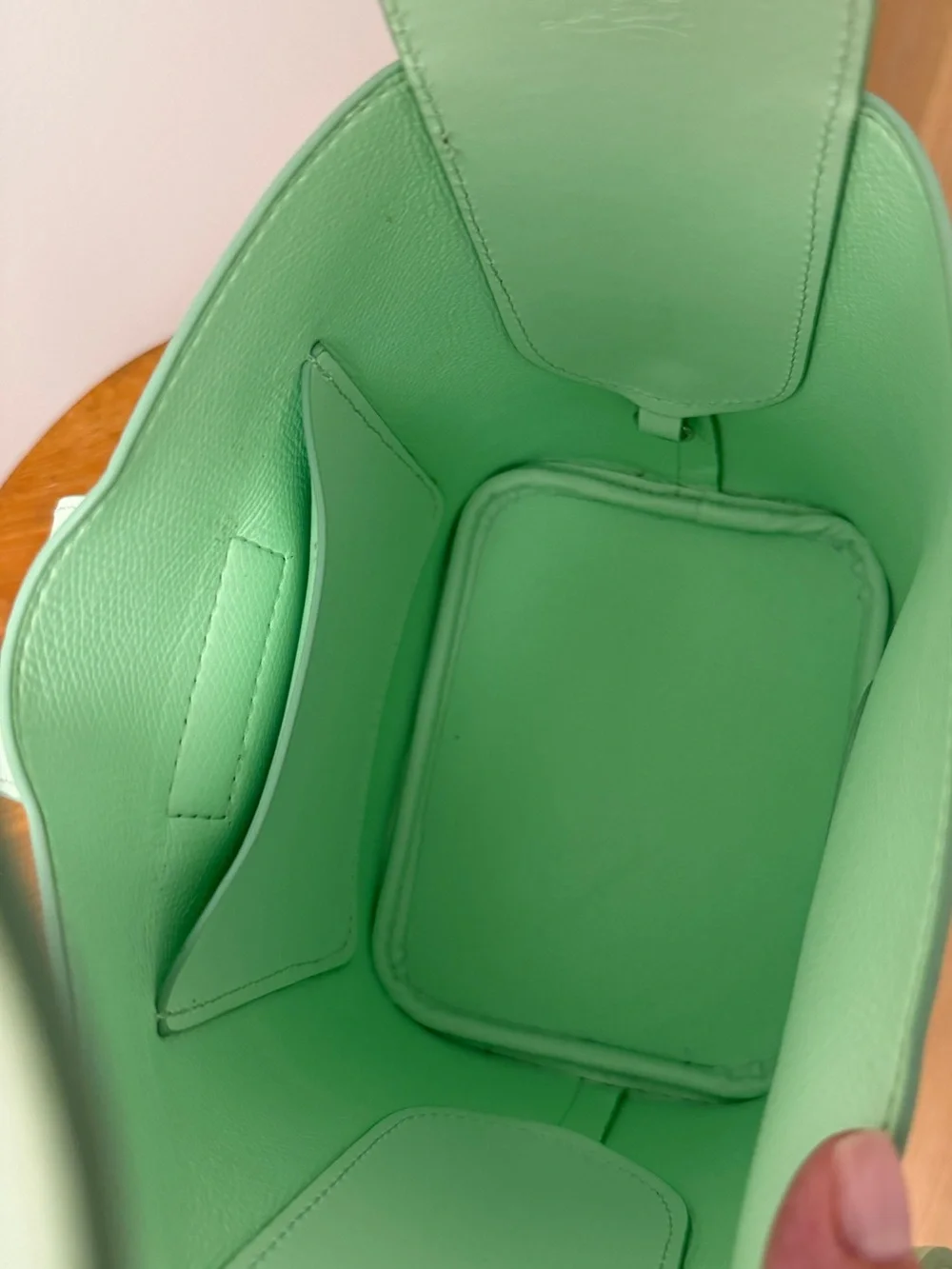 CHRISTIAN LOUBOUTIN Green Pebbled Leather Carasky Bucket Bag